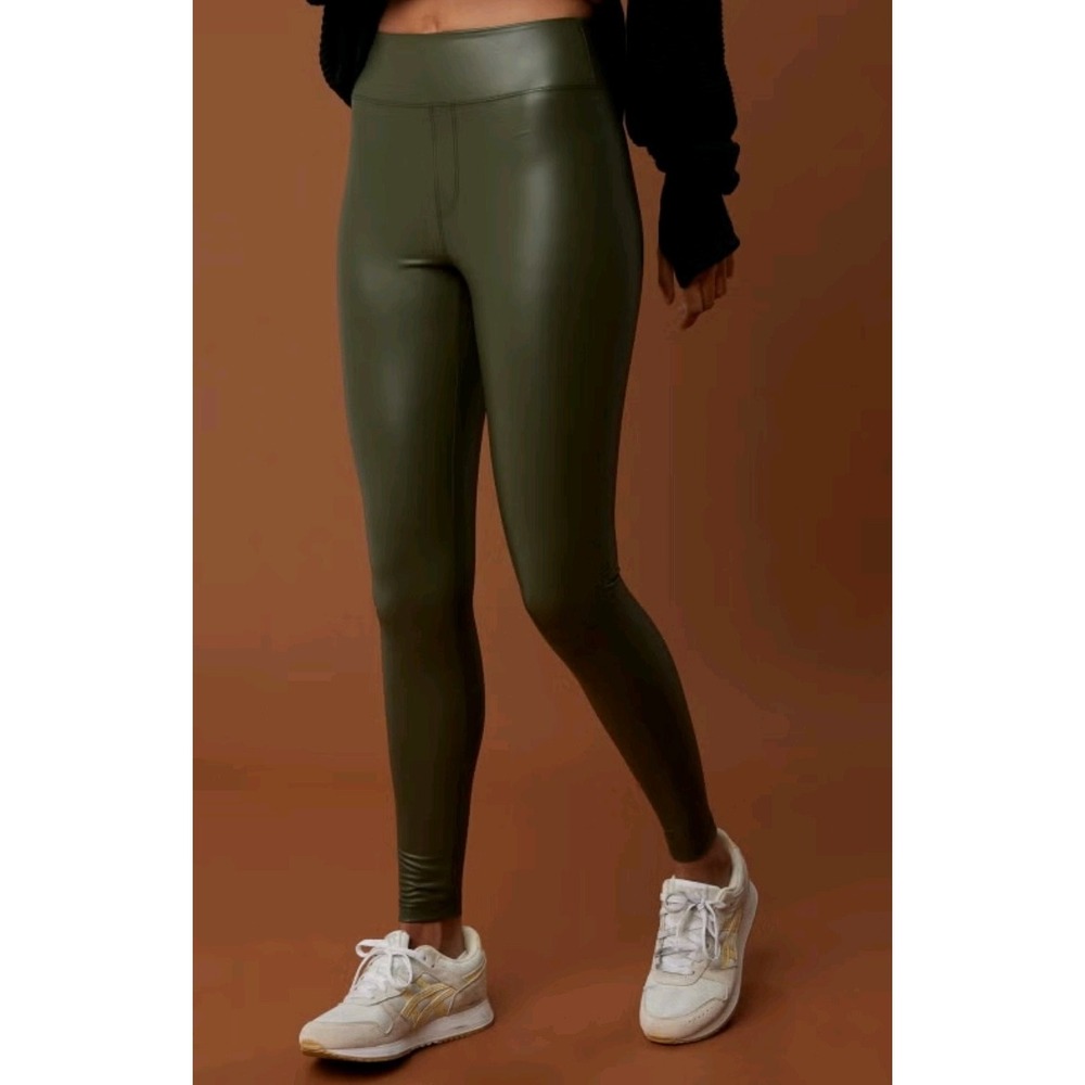 New $59 OFFLINE By AERIE AMERICAN EAGLE REAL LUXE FAUX LEATHER LEGGING Green S